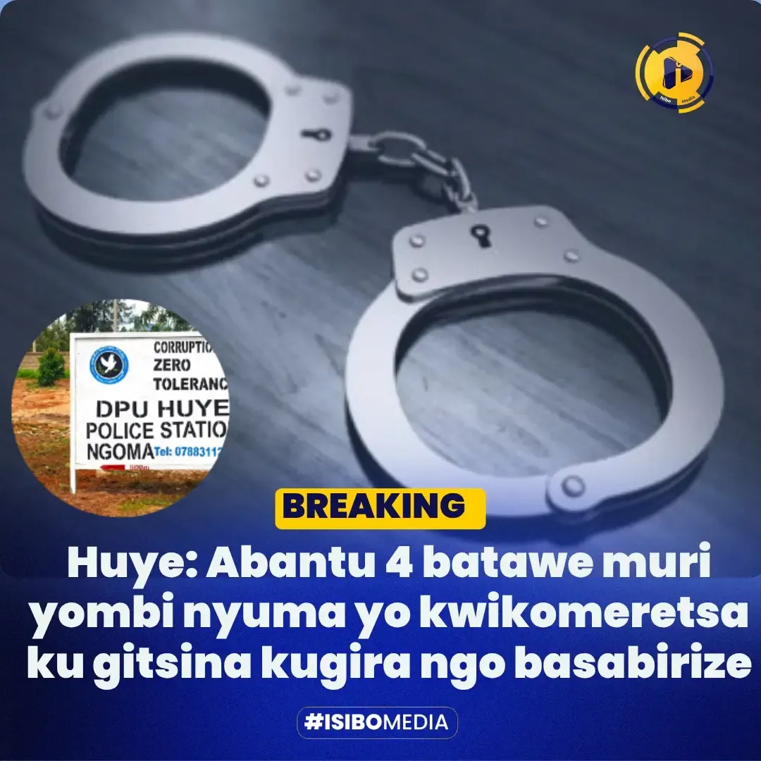 Mu Karere ka Huye haravugwa inkuru yitabwa muri yombi ryabasore batatu numugore umwe bakekwa.webp